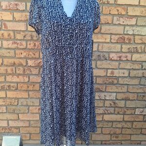 MSK Navy and White Floral Midi Dress